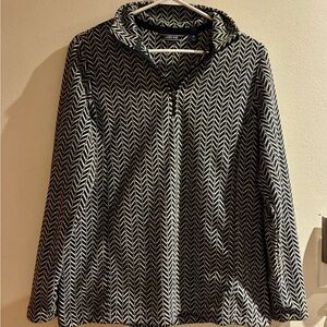 Lands' End Black and White Herringbone 1/4 Zip